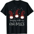 thumbnail image 1 of Hanging With My Gnomies Plaid Garden Christmas Gnome T-Shirt, 1 of 4