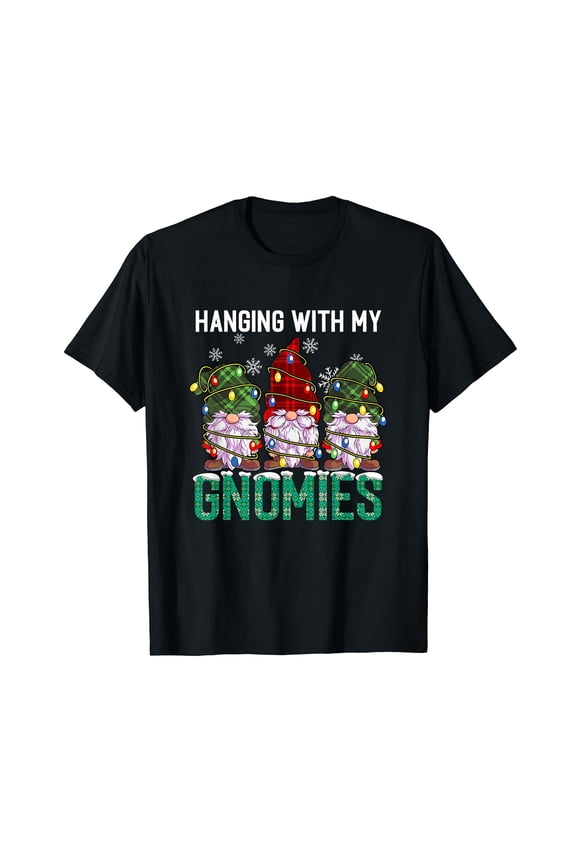 Hanging With My Gnomies Xmas Lights Gnome Funny Christmas T-Shirt