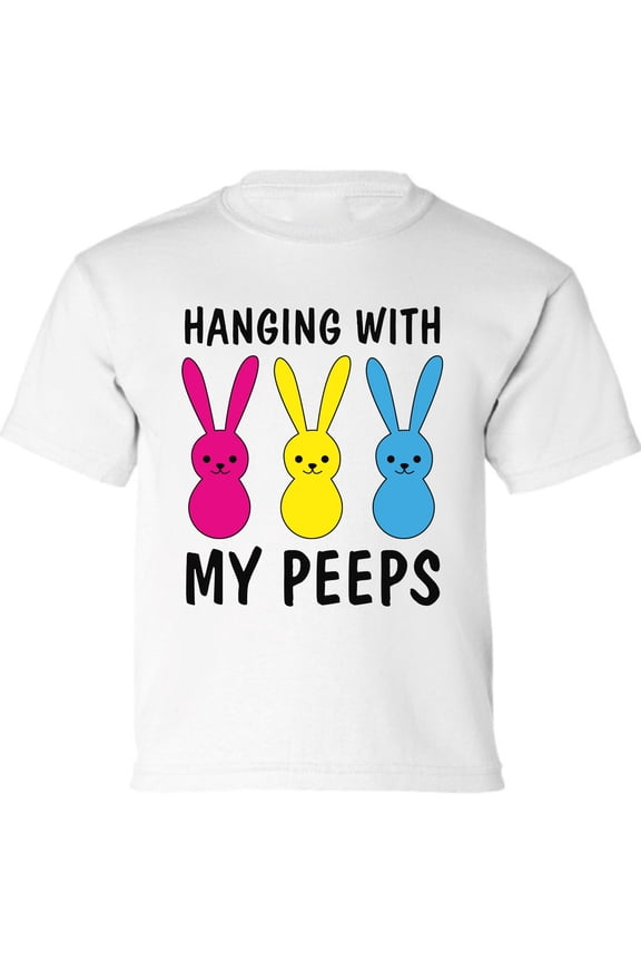 Hanging With My Peeps Graphic Shirt - Happy Easter Day Toddler Tees for Kids - Outfit Toddler Boys Girls T-Shirt Gifts