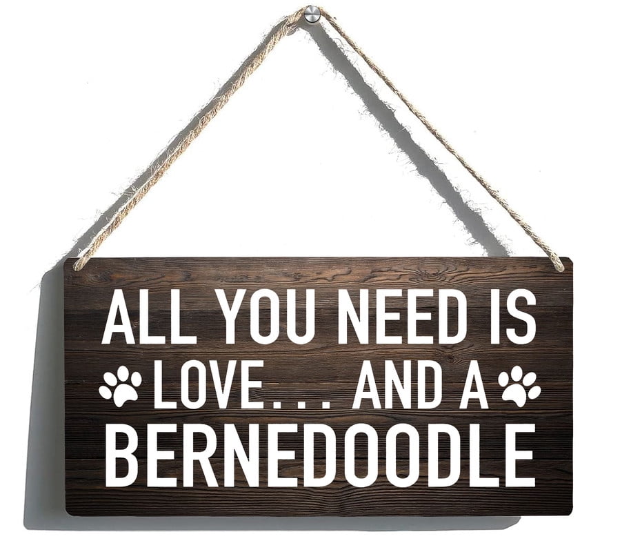 Bernedoodle Wooden Sign - All You Need Is Love And A Bernedoodle, Rustic Farmhouse Wall Decor, 12x6 Inches - View #4