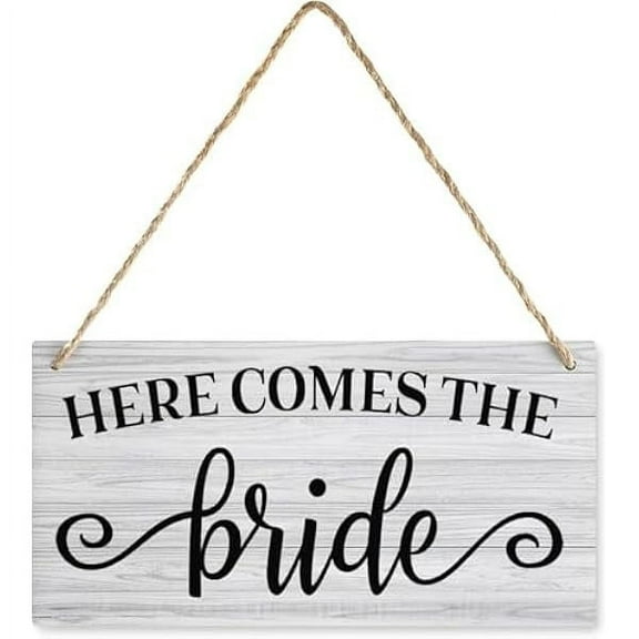 Hanging Wood Sign Home Decorative Here Comes The Bride Printed Wall Plaque Wood Signs Hanging Rustic Family Signs Home Decor Gift 6x12 Inch
