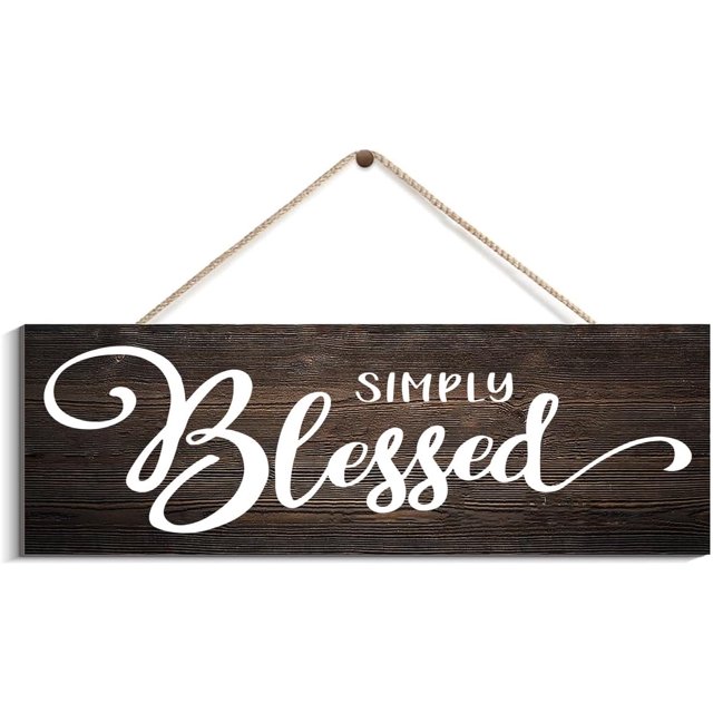 Hanging Wood Sign Simply Blesse Sign Wood Bless Sign Blessed Wall Decor
