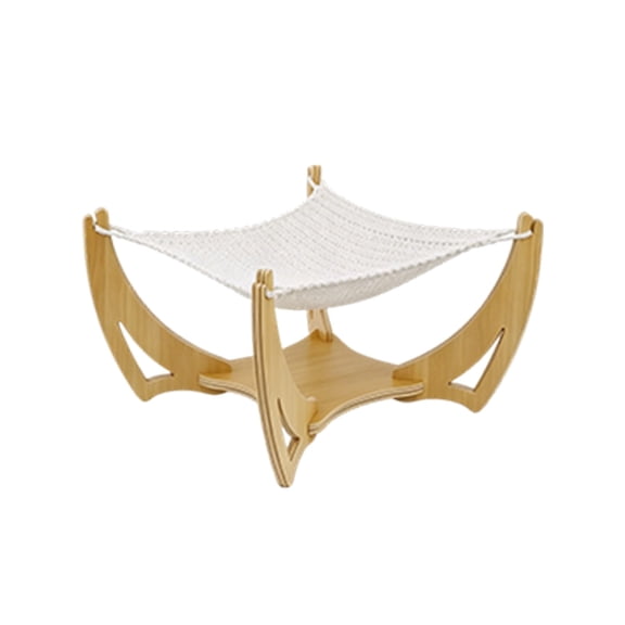 Hanging Wooden Cat Bed for All-Season Indoor Use with Breathable Detachable Washable Design Stylish Pet Napping Haven for Cats