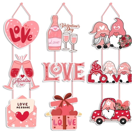 Hanging Wooden Wall Sign with Heart Envelope and Toasting Glasses Love Message Design for Home Decoration