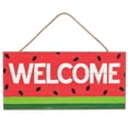 thumbnail image 1 of Hanging Wooden Watermelon Welcome Sign - 12" x 6", Pink, Green, Summer Camp, Spring, 4th of July, Daycare, 1 of 3