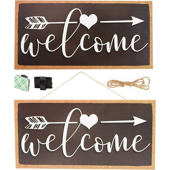 Hanging Wooden Welcome Sign 5 x 10 inch Wood Plank Sign Decorative Wood Sign Rustic Wood Farmhouse Home Decor DIY Making