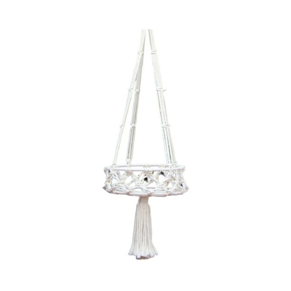 Hanging Woven Plants Hanger Indoor Floating Shelf with Nylon String Display Rack for Flower Pots and Home Decor