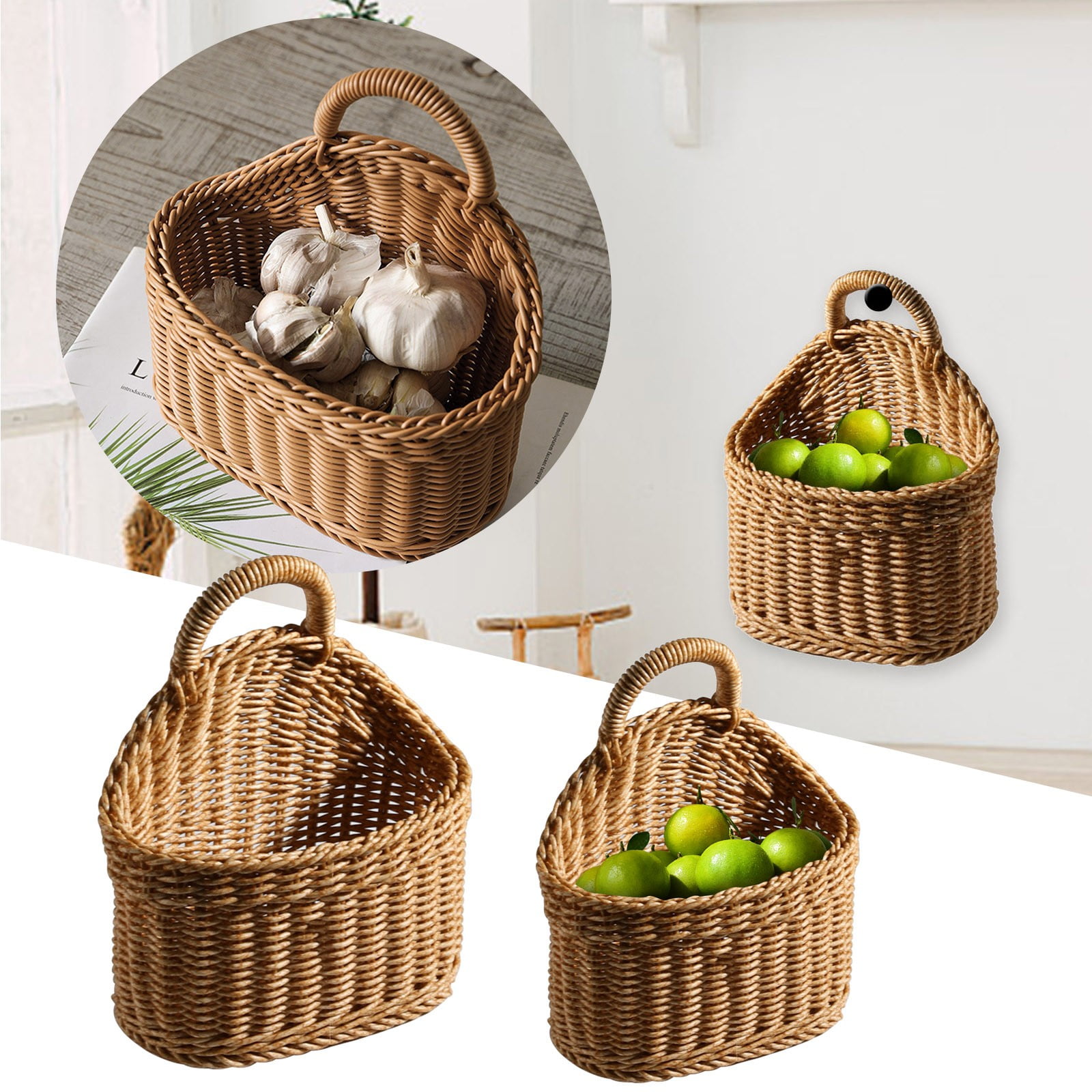 Hanging Woven Wall Basket, Decorative Storage Basket with Handle for ...
