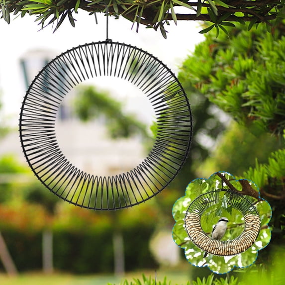 Hanging Wreath Bird Feeder – Metal Open Tray with Removable Base, Weatherproof Garden Decor (Style A)