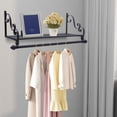 thumbnail image 1 of Hanging Wrought Iron Coat Rack Storage Shelf Wall Mounted With Iron Clothing Rod, 1 of 10
