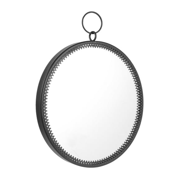 Hanging Wrought Iron Mirror Bathroom Makeup Punch-Free Glass Small Wall Black Round