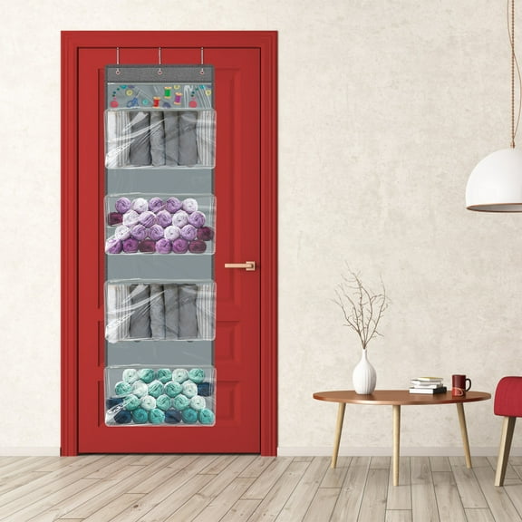 Hanging Yarn Storage Organizer Large Capacity Knitting Storage Organizer Space Saving Yarn Storage with 5 Zippered Compartments for Crochet Knitting Lovers