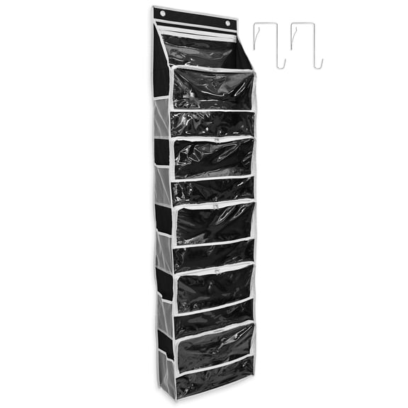 Hanging Yarn Storage Organizer Over The Door 6 Compartment Transparent Crochet Bag (black )