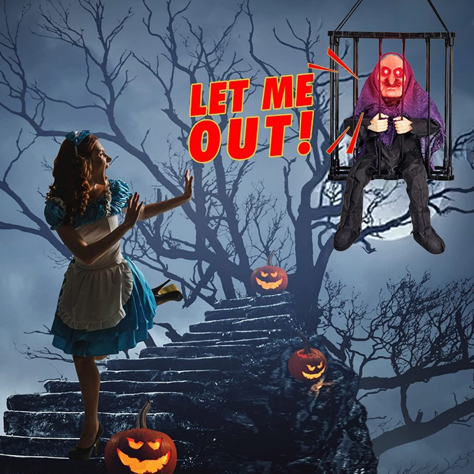 Hanging Hanging Yelling Scary Animated Decorations in The Dark Rope