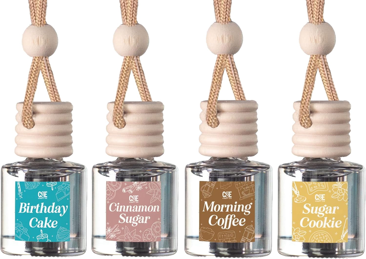 Hanging car air freshener – essential oil diffuser with essential oils – long-lasting aromatherapy scent for cars – 4 packs, bakery