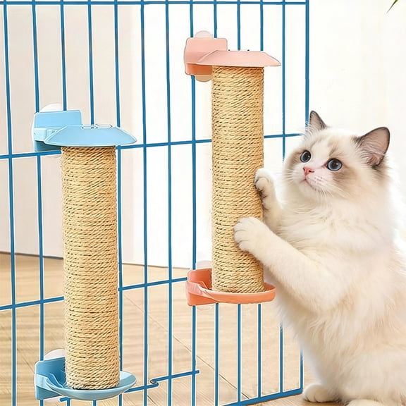 Hanging cat scratching post replacement column | sisal jute scratch pole for cats and rabbits | cage mount pet scratcher accessory | 30x6cm wood frame