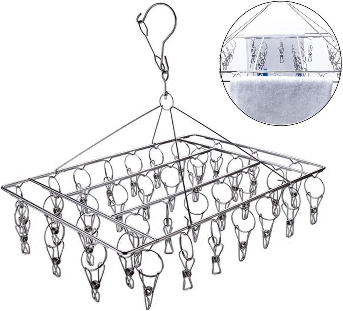 Hanging clothes rack, stainless steel drainage pipe, with 36 pliers ...