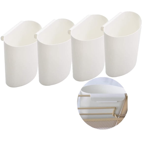Hanging cup holder, trolley accessories, multi-functional trolley accessory hanging box, hanging flower pot, space saver, storage bucket, desktop container, makeup pen holder (4 white pieces)