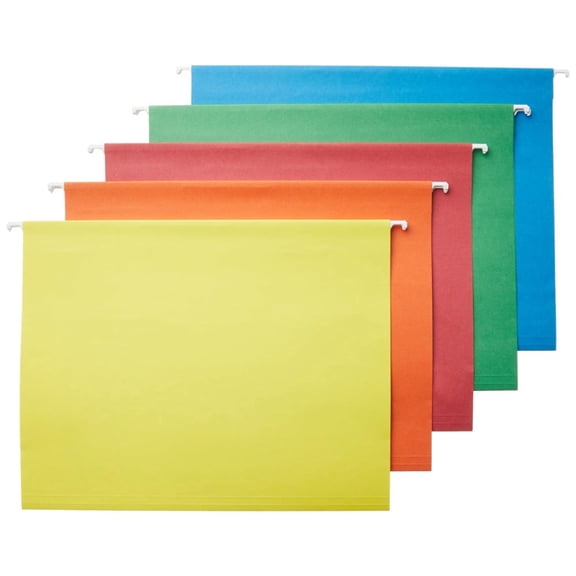 Hanging folders for efficient filing, available in multiple colors, letter size (pack of 25)