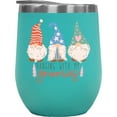 thumbnail image 1 of Hanging with My Gnomies, Hand Drawn Christmas Gnomes Art Merch Gift, Mint 12oz Wine Tumbler, 1 of 1