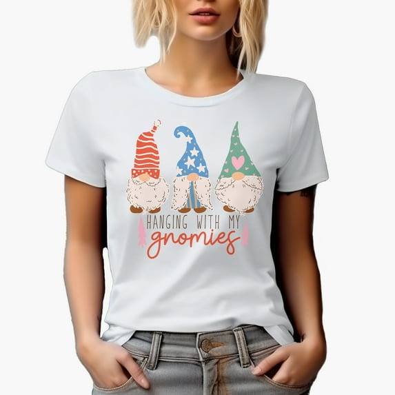 Hanging with My Gnomies with Hand Drawn Christmas Gnomes Art Merch Gift, White T-Shirt, XL
