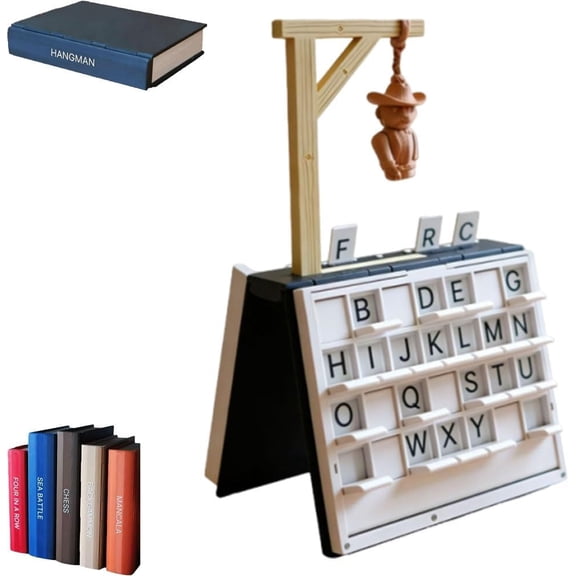 Hangman in a Book, 3D Printed Book Board Games, Vocabulary Words Spelling Challenge Table Game, Hangman Challenge Game,Portable Books Design Board Game for Students, Adults