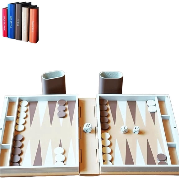 Hangman Game, 2026 New Book Board Games, 3D Printed Magnetic Chess Set, Four in a Row, Sea Battle, Backgammon, Mancala, Portable Books Design Bookshelf Game for Adults (B-Backgammon)