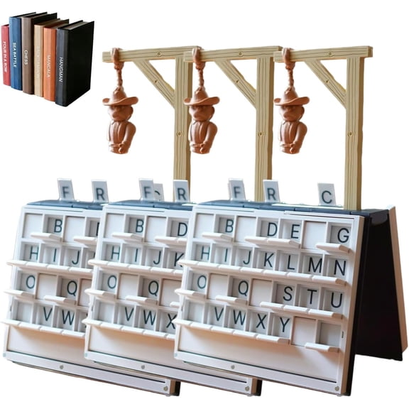 Hangman Game Book, 3D Printed Magnetic Vocabulary Spelling Challenge Board Game, Portable Travel-Friendly Book-Style Strategy Games for Adults & Family(3Pcs)