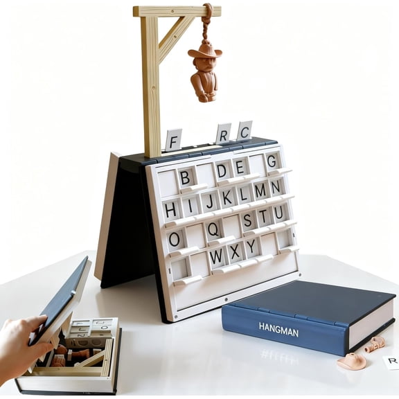 Hangman Game, Playbook'd Hangman, Playbook Board Game, 3D Printed Magnetic Cowboy Chess Set, Four in a Row, Sea Battle, Backgammon, Portable Books Design Board Game for Adults, Book Board Games