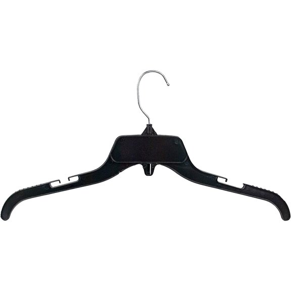 Hangon Recycled Plastic with Notches Shirt Hangers, 17 Inch, Black, 200 Pack (HORB-200)