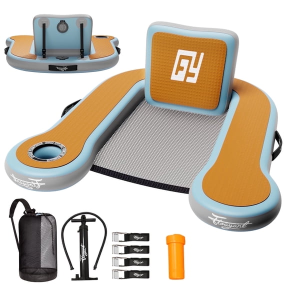 Hangout Floating Chair | Inflatable Floating Chair with Built-in Cup Holder | 4.2×3.7ft Chair Floats for Adults | Inflatable Lounge Chair for Lakes, Pools, Boats | 1 Pack of Chair