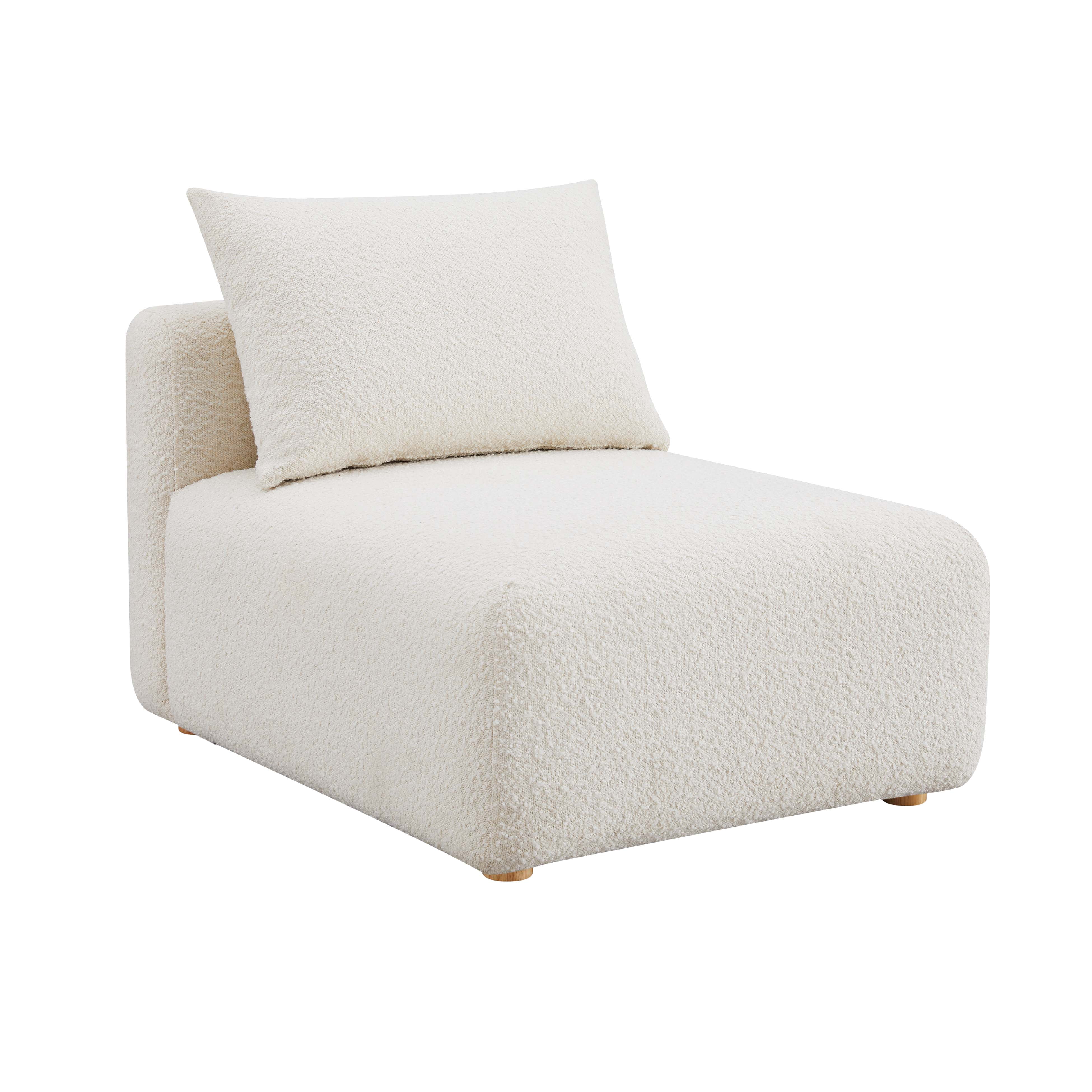 Cream Boucle Modular Armless Slipper Chair