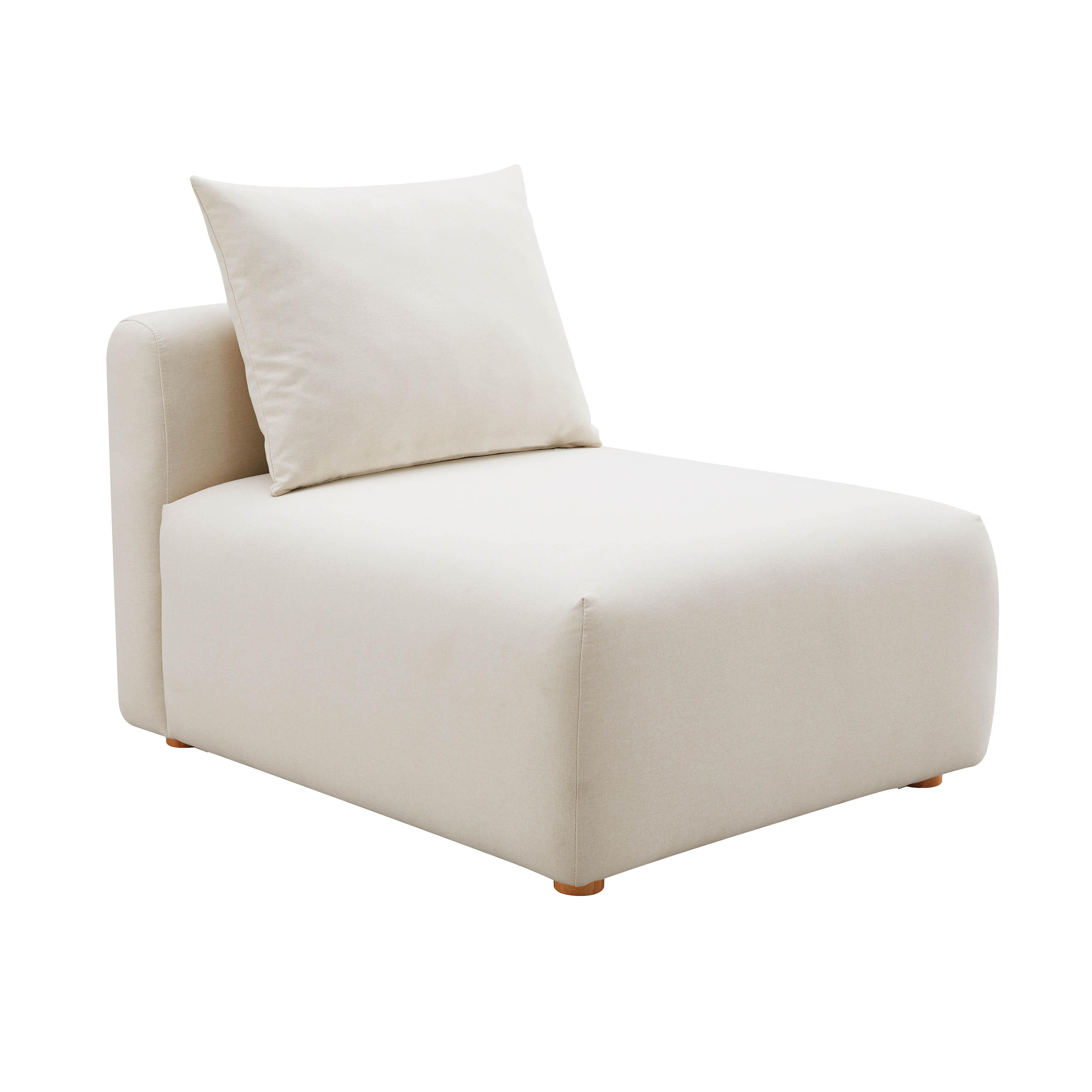 Cream Linen Modular Armless Slipper Chair