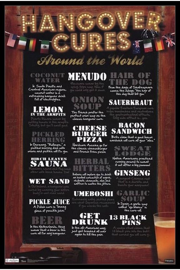 Hangover Cures Laminated & Framed Poster Print (24 x 36)