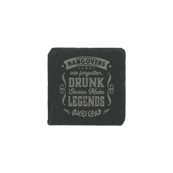 Pavilion Gift Company - Hangovers - 4" x 4" Slate Engraved Drink Cup Coaster Man Cave Bar Accessory