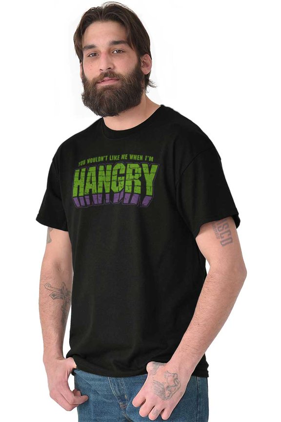 Hangry Angry Funny Food Smash Hungry Gym Graphic T Shirt Men or Women Brisco Brands