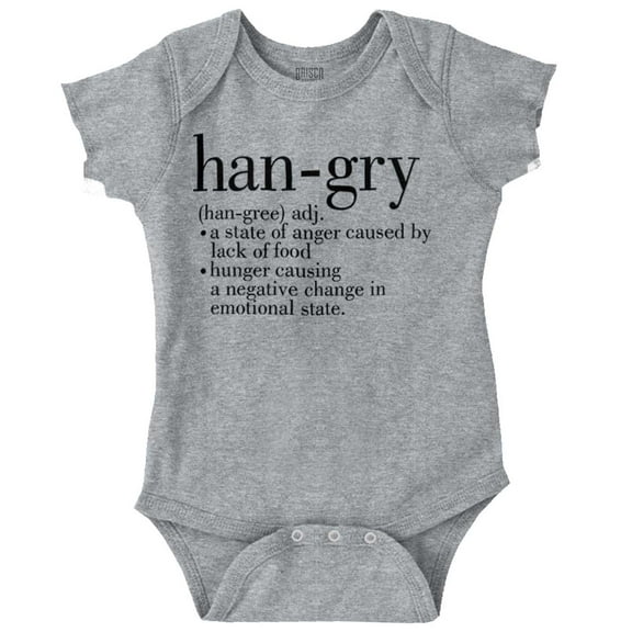 Hangry Definition Angry Foodie Romper Boys or Girls Infant Baby Brisco Brands 12M