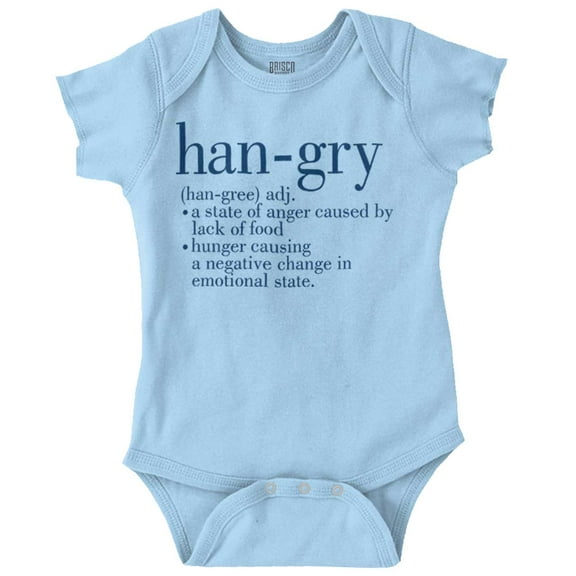 Hangry Definition Angry Foodie Romper Boys or Girls Infant Baby Brisco Brands 18M