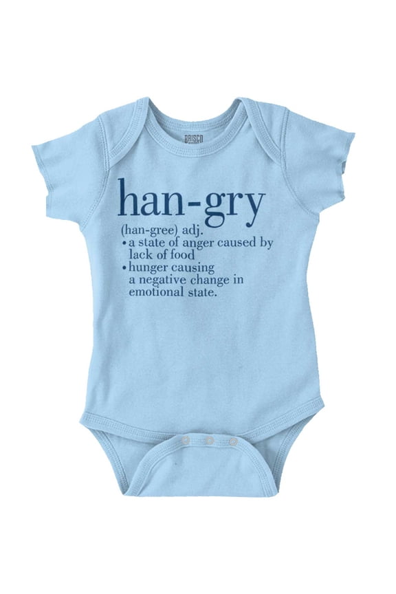 Hangry Definition Angry Foodie Romper Boys or Girls Infant Baby Brisco Brands 18M