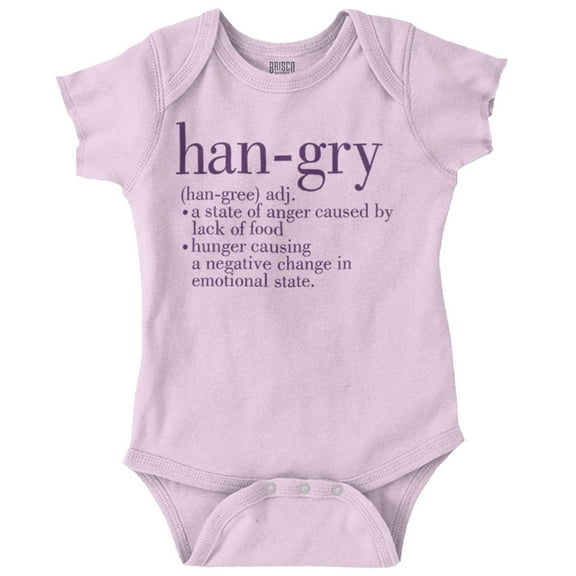 Hangry Definition Angry Foodie Romper Boys or Girls Infant Baby Brisco Brands 6M