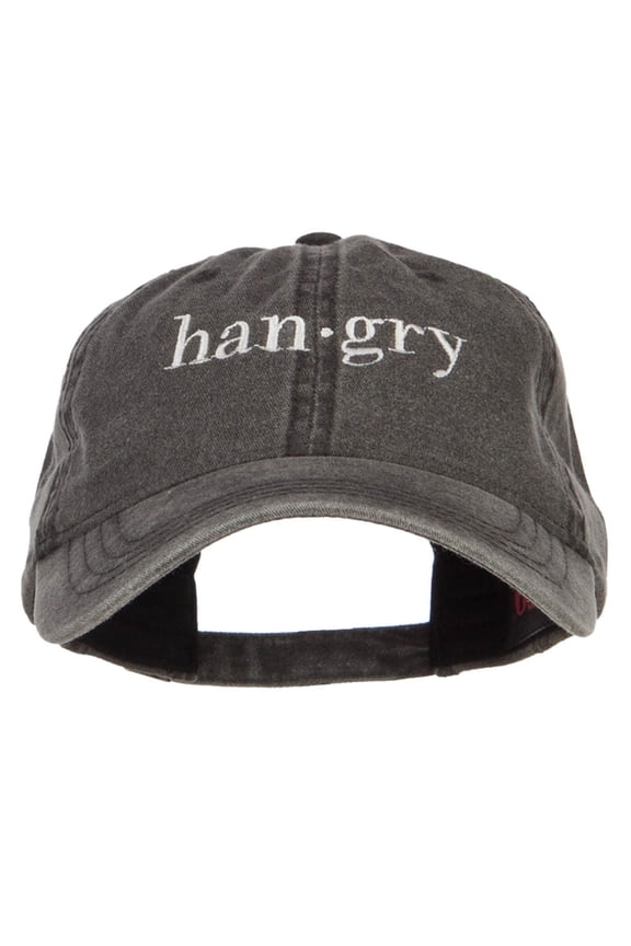 Hangry Embroidered Washed Cap - Black OSFM
