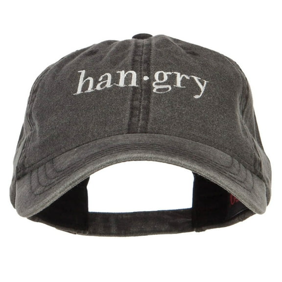 Hangry Embroidered Washed Cap - Black OSFM