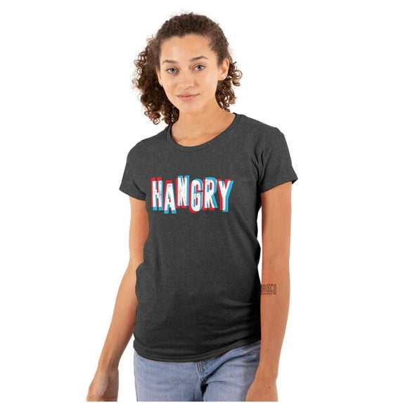 Hangry Food Lover Hungry Angry Mad Womens Fitted Plus Size Graphic Tee Brisco Brands 2X