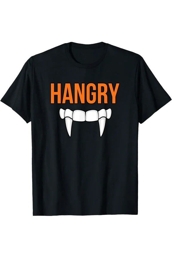 Hangry Halloween Vampire Teeth Funny Costume Quote T-Shirt