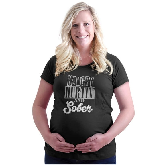 Hangry Hurtin Sober Funny Pregnancy Women's Maternity T Shirt Tee Brisco Brands S