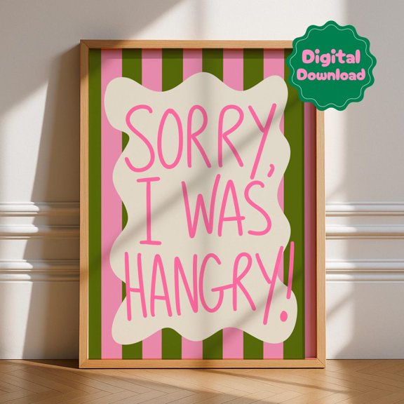 Hangry Kitchen Typography Quote Wall Art Decor Unframed Paper Print