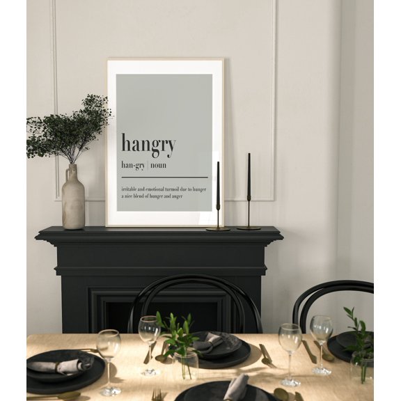Hangry Noun Ampersand Quote Print Retro Typography Minimalist Home Decor Modern Slogan Wall Art Office Lounge, Unframed Paper Print