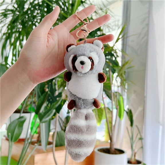 Hangs Clearance！Abaodam Raccoon Keychains Plush Stuffed Keychain Cute Soft Plush Raccoon Keychain Animal Pendant Toy Jewelry For Bag Purse
