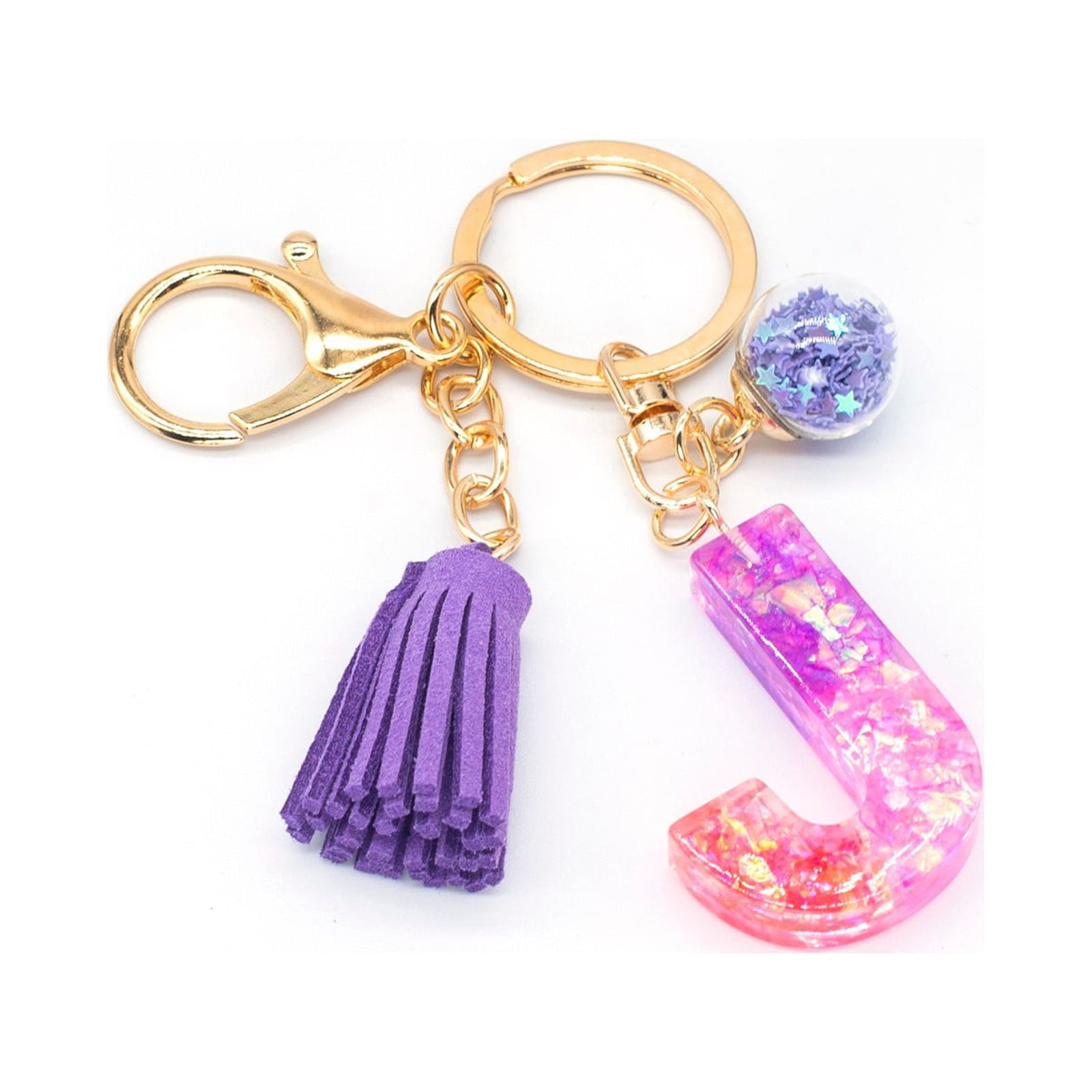 Hangs Clearance！Resin Glittering Letter Keychain, Color Stitching ...