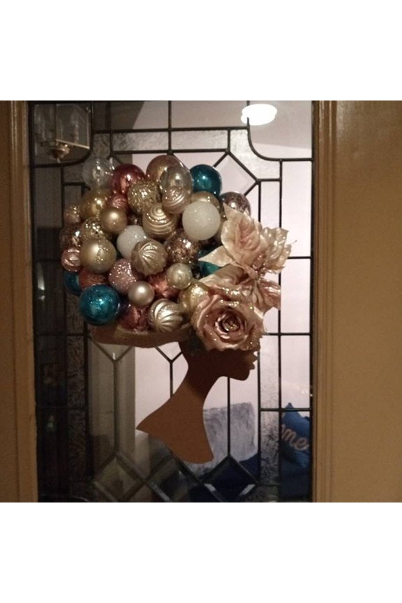 Hangs DIY Head Wooden Wreath Template for Crafts Black Person Mother's Day DIY Wooden Craft Template Wreath Silhouette Black Head Shape Wreath Template (Only Wooden Head)